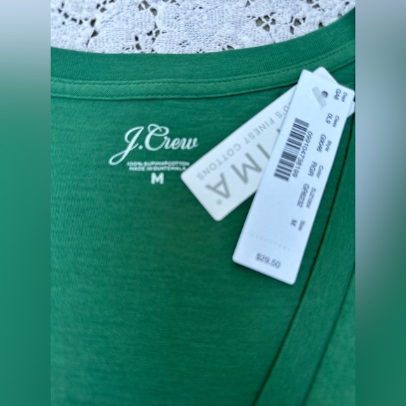 NWT J. Crew Medium Supima Cotton Lightweight V-Neck Short Sleeve Shirt Green - Picture 4 of 5